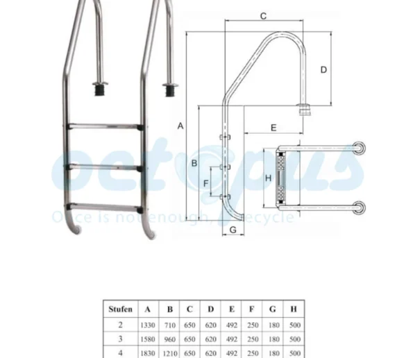 Octopus Swimming Pool SL Series Ladder 2 595x516